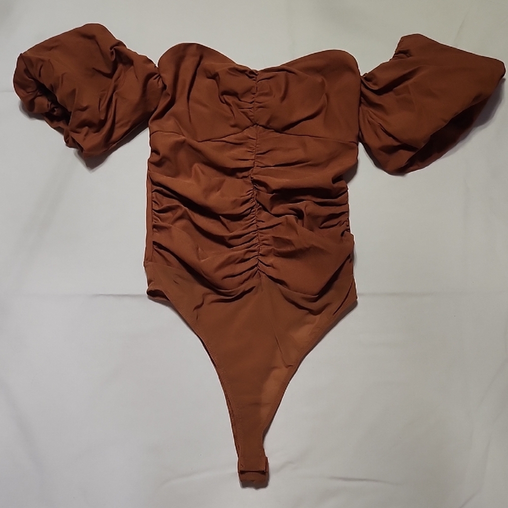 Fashion Nova Off The Shoulder Brown Bodysuit